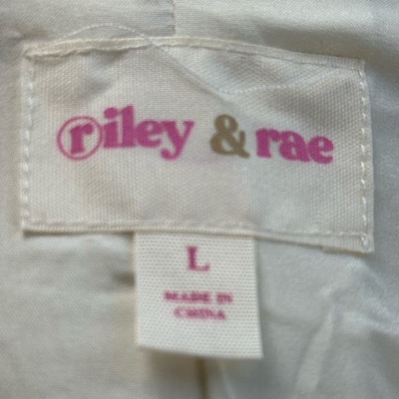 Riley & Ray Long Sleeve Teddy Faux Leather Detail Jacket - Cream - size Large - Picture 6 of 9